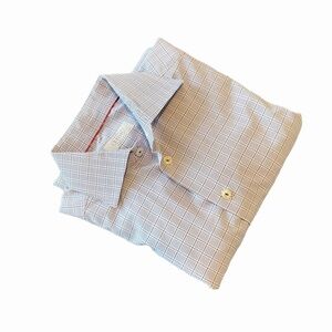 Eton Light Blue Checkered Dress Shirt Neck 15.5
